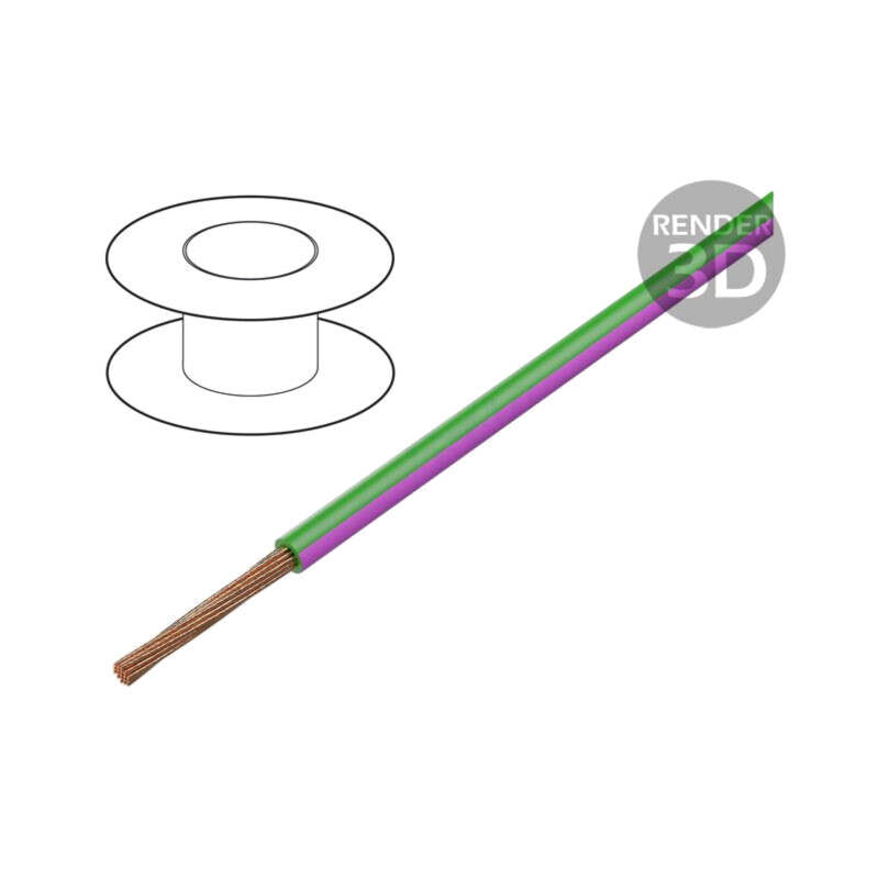 Cablu; H05V-K,LgY; litat; Cu; 0,35mm2; PVC; verde-roz; 300V,500V Cablu; H05V-K,LgY; litat; Cu; 0,35mm2; PVC; verde-roz; 300V,500V