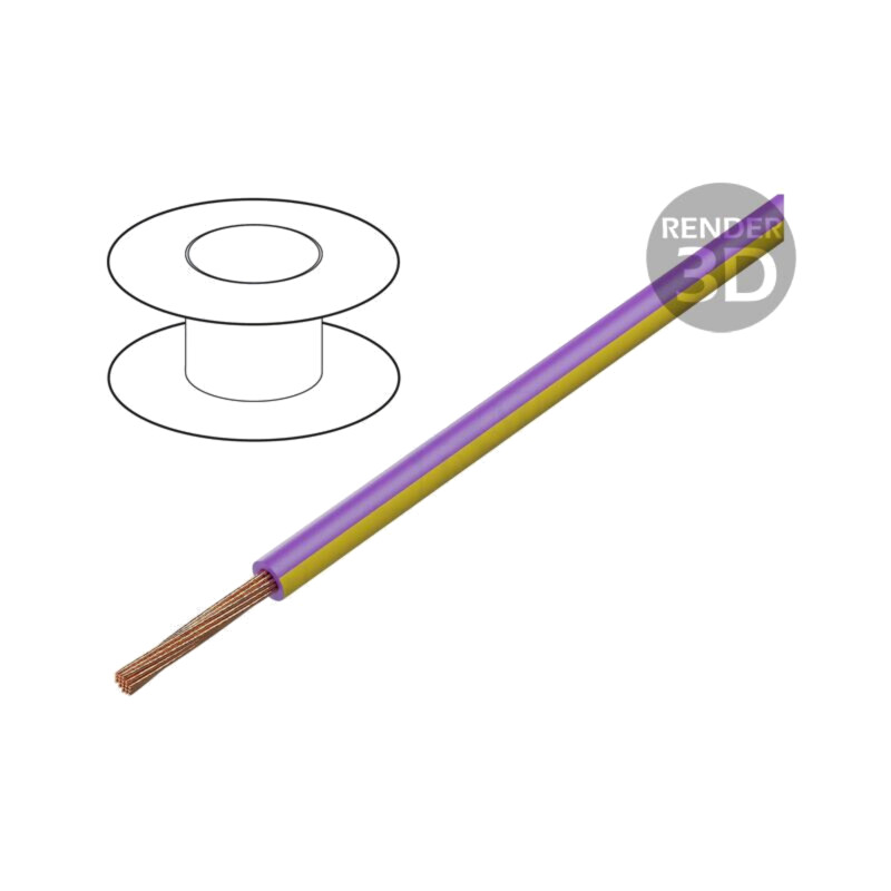 Cablu; H05V-K,LgY; litat; Cu; 0,35mm2; PVC; violet-galben; 200m Cablu; H05V-K,LgY; litat; Cu; 0,35mm2; PVC; violet-galben; 200m