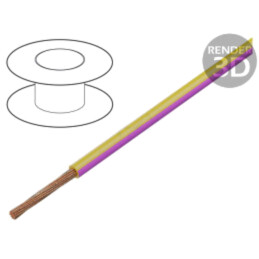 Cablu; H05V-K,LgY; litat; Cu; 0,35mm2; PVC; galben-roz; 300V,500V