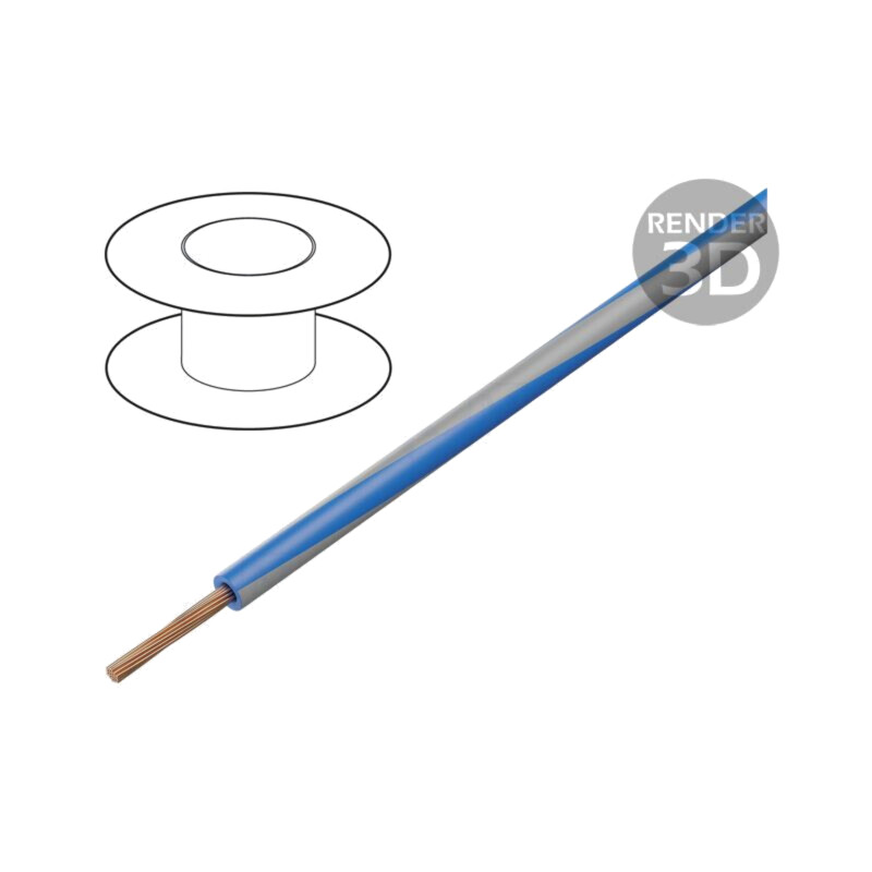 Cablu; H05V-K,LgY; litat; Cu; 0,35mm2; PVC; albastru-gri; 300V,500V Cablu; H05V-K,LgY; litat; Cu; 0,35mm2; PVC; albastru-gri; 300V,500V