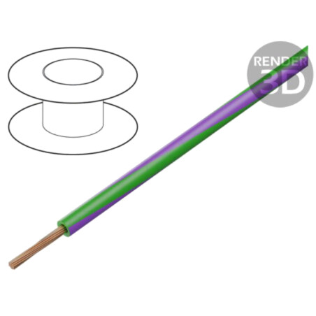 Cablu; H05V-K,LgY; litat; Cu; 0,35mm2; PVC; verde-violet; 300V,500V