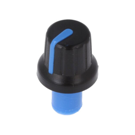 Buton rotativ; cu indicator; ABS; Øax: 6mm; Ø16x14,4mm; neagră
