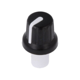 Buton rotativ; cu indicator; ABS; Øax: 6mm; Ø16x14,4mm; neagră