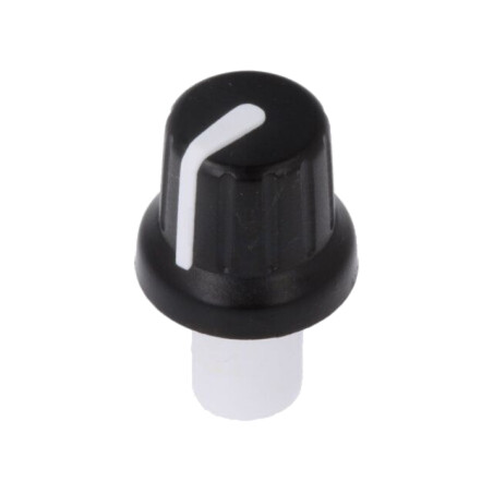 Buton rotativ; cu indicator; ABS; Øax: 6mm; Ø16x14,4mm; neagră