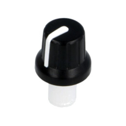 Buton rotativ; cu indicator; ABS; Øax: 6mm; Ø16x14,4mm; neagră