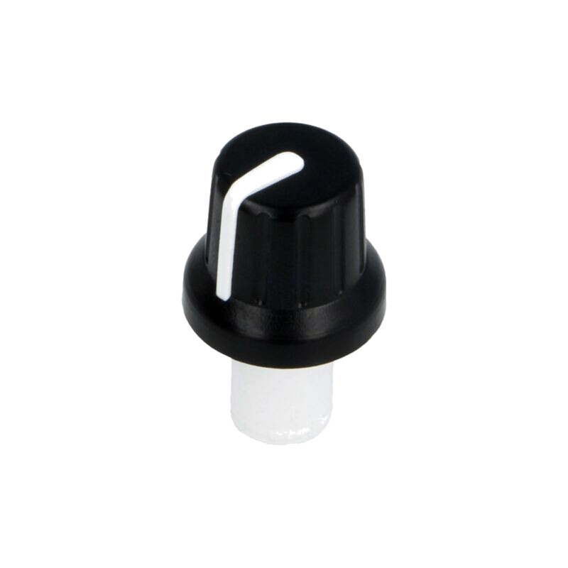 Buton rotativ; cu indicator; ABS; Øax: 6mm; Ø16x14,4mm; neagră Buton rotativ; cu indicator; ABS; Øax: 6mm; Ø16x14,4mm; neagră