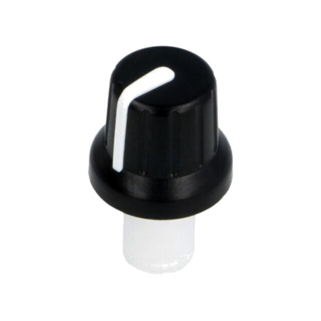Buton rotativ; cu indicator; ABS; Øax: 6mm; Ø16x14,4mm; neagră