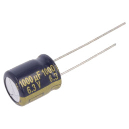 Condensator: electrolitic; low ESR; THT; 1000uF; 6,3VDC; ±20%; 90mΩ