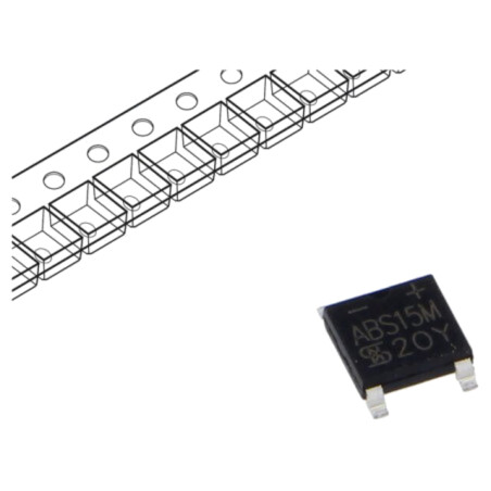 Punte redresoare: monofazat; Urmax: 1kV; If: 2A; Ifsm: 40A; ABS; SMT