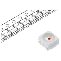 LED; galbenă; SMD; PLCC6; 3000÷4500mcd; 1,6÷2,6VDC; 3,4x3,3x1,9mm
