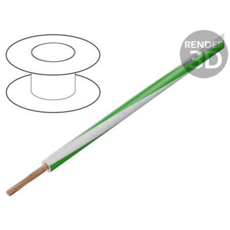 Cablu; FLRY-B; 1x0,35mm2; litat; Cu; PVC; alb-verde; 60V; 100m