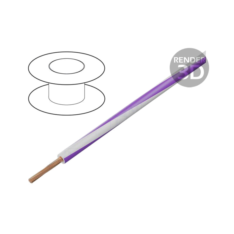 Cablu; FLRY-B; 1x0,35mm2; litat; Cu; PVC; alb-violet; 60V; 100m Cablu; FLRY-B; 1x0,35mm2; litat; Cu; PVC; alb-violet; 60V; 100m