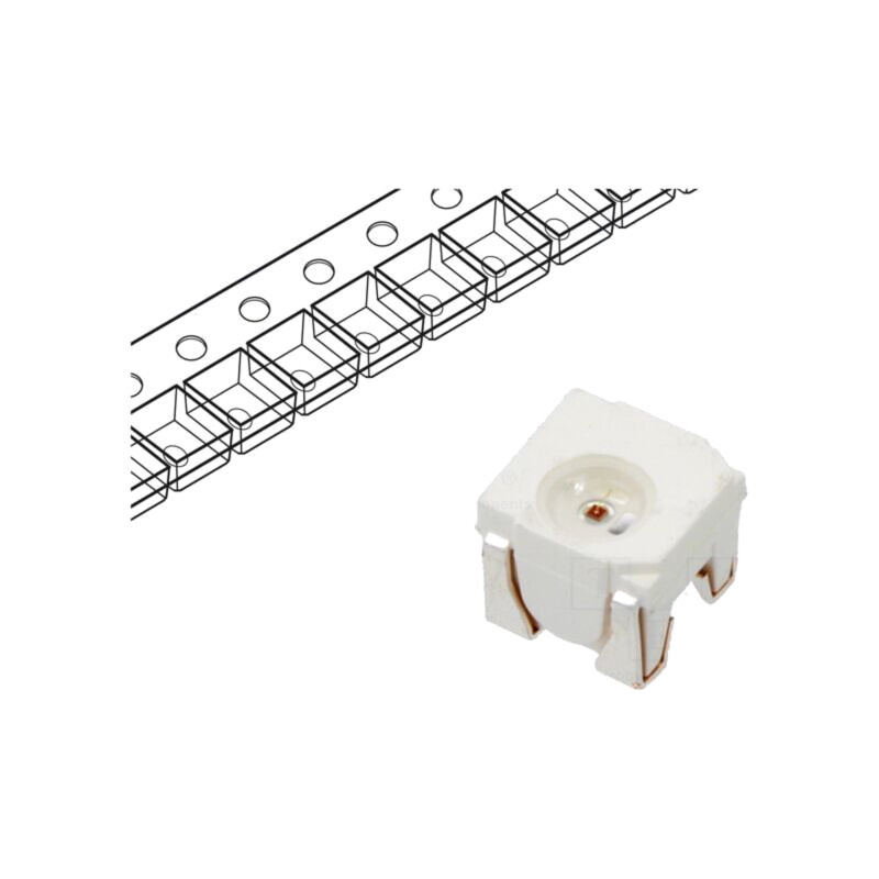 LED; galbenă; SMD; PLCC4; 2000÷3000mcd; 1,8÷2,5VDC; 4x4x3,55mm