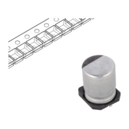 Condensator: electrolitic; SMD; 100uF; 25VDC; Ø6,3x7,7mm; ±20%