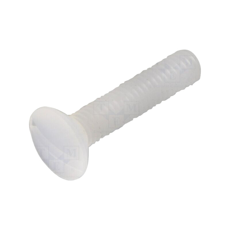 Şurub; M4x20; 0,7; Cap: oval,îngropat; crestat; 1,3mm; poliamidă Şurub; M4x20; 0,7; Cap: oval,îngropat; crestat; 1,3mm; poliamidă