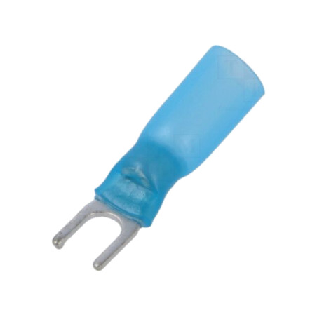 Vârf: furcă; M4; 1,5÷2,5mm2; crimpat; pe cablu; izolată; albastră