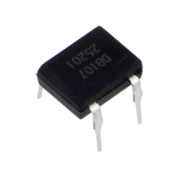 Punte redresoare: monofazat; Urmax: 1kV; If: 1A; Ifsm: 45A; DB-M; THT