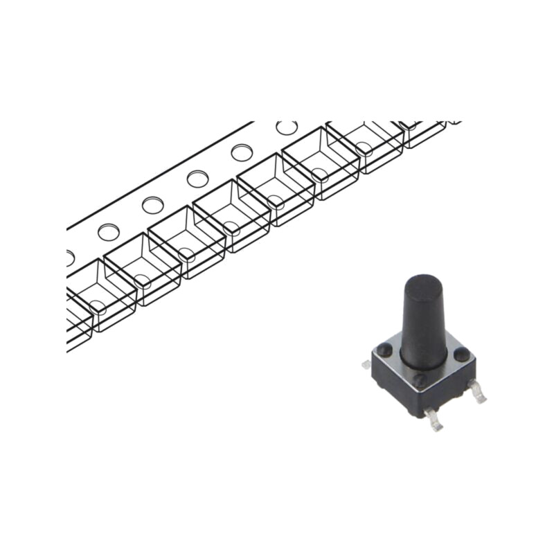 Microîntrerupător TACT; SPST; Poz: 2; 0,05A/12VDC; SMT; 2,45N; 11mm Microîntrerupător TACT; SPST; Poz: 2; 0,05A/12VDC; SMT; 2,45N; 11mm