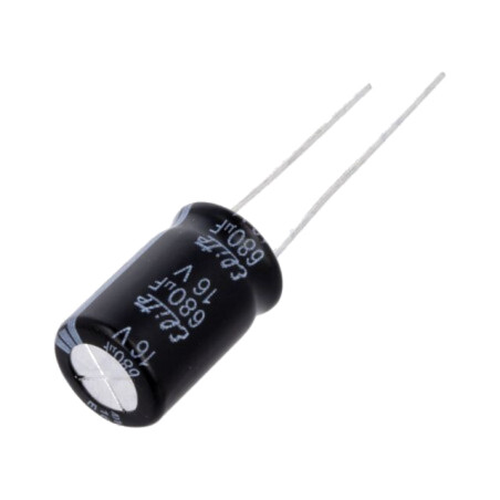 Condensator: electrolitic; THT; 680uF; 16VDC; Ø10x16mm; Raster: 5mm