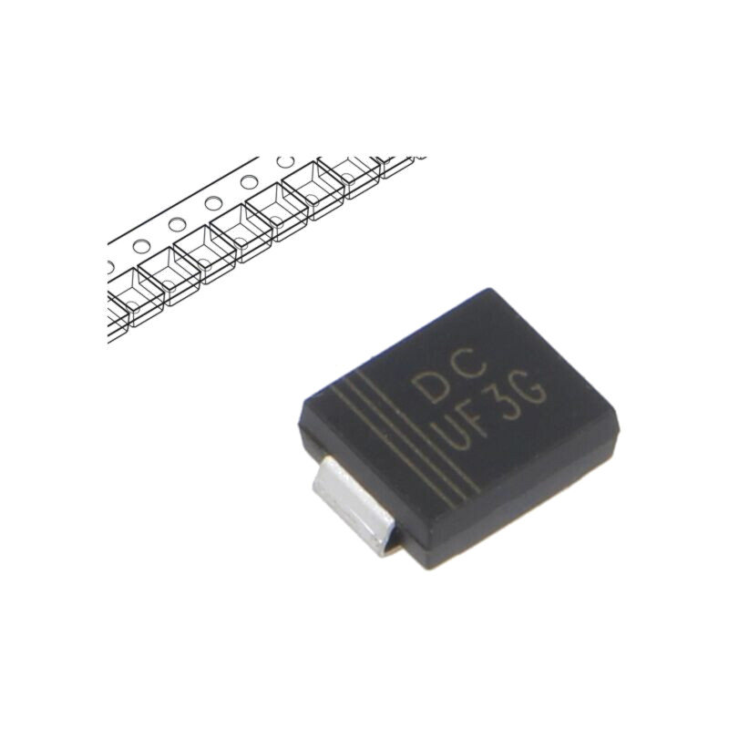Diodă: redresoare; SMD; 400V; 3A; 50ns; SMC; Ufmax: 1,3V; Ifsm: 100A