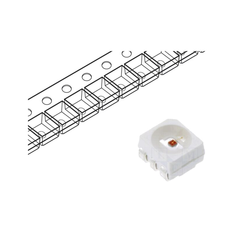 LED; galbenă; SMD; 3528,PLCC4; 1800÷2300mcd; 1,6÷2,6VDC; 120°; 60mA LED; galbenă; SMD; 3528,PLCC4; 1800÷2300mcd; 1,6÷2,6VDC; 120°; 60mA