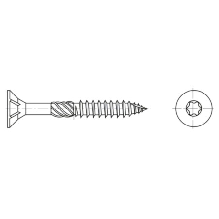 Şurub; pt.lemn; 5x50; Cap: îngropat; Torx®; TX25; oţel călit; zinc