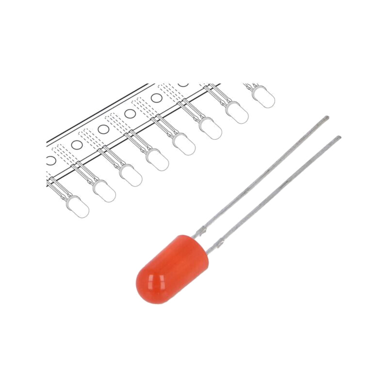 LED; roşie; 5mm; 100÷150mcd; 30°; Parte frontală: convex; Nr.term: 2 LED; roşie; 5mm; 100÷150mcd; 30°; Parte frontală: convex; Nr.term: 2