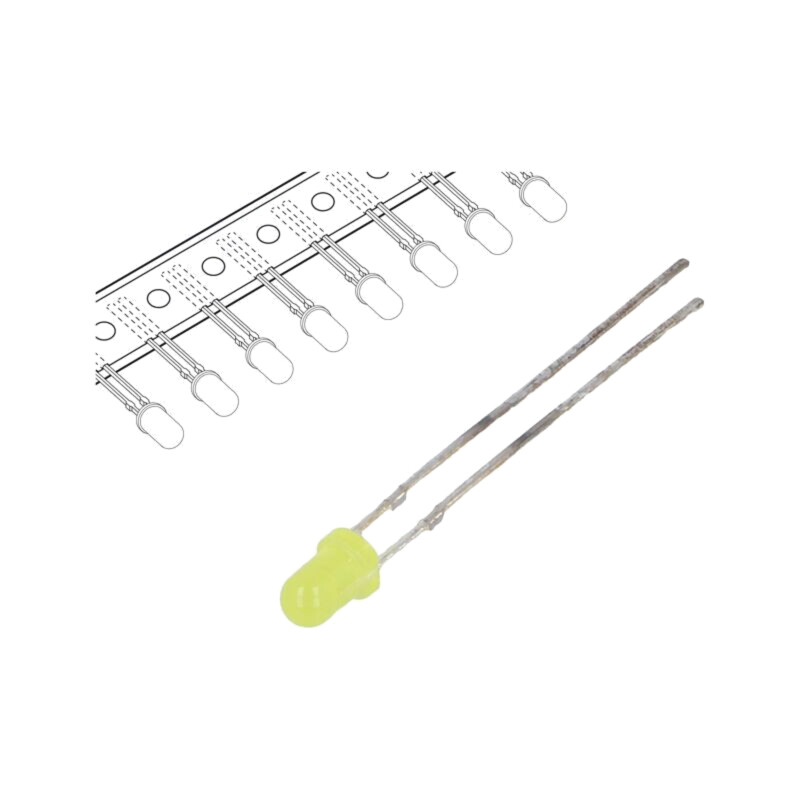 LED; galbenă; 3mm; 10÷20(typ)-30mcd; 30°; Parte frontală: convex LED; galbenă; 3mm; 10÷20(typ)-30mcd; 30°; Parte frontală: convex