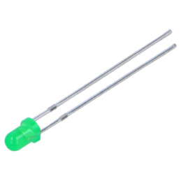 LED; verde; 3mm; 70÷200mcd; 50°; 1,8÷2,6VDC; Nr.term: 2; -40÷85°C