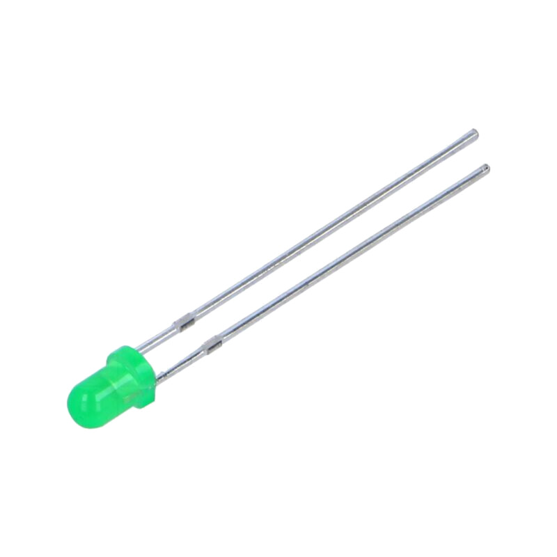 LED; verde; 3mm; 70÷200mcd; 50°; 1,8÷2,6VDC; Nr.term: 2; -40÷85°C LED; verde; 3mm; 70÷200mcd; 50°; 1,8÷2,6VDC; Nr.term: 2; -40÷85°C