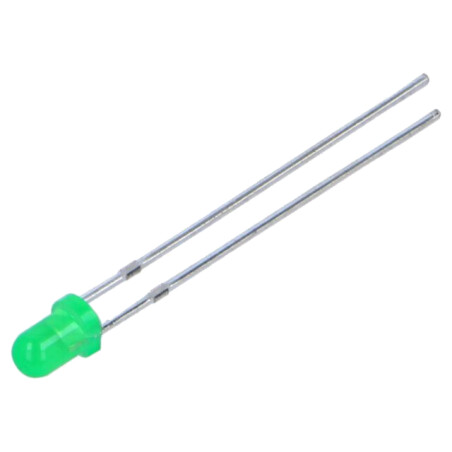 LED; verde; 3mm; 70÷200mcd; 50°; 1,8÷2,6VDC; Nr.term: 2; -40÷85°C