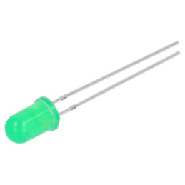 LED; verde; 5mm; 150÷350mcd; 45°; 1,9÷2,4VDC; Nr.term: 2; -40÷85°C
