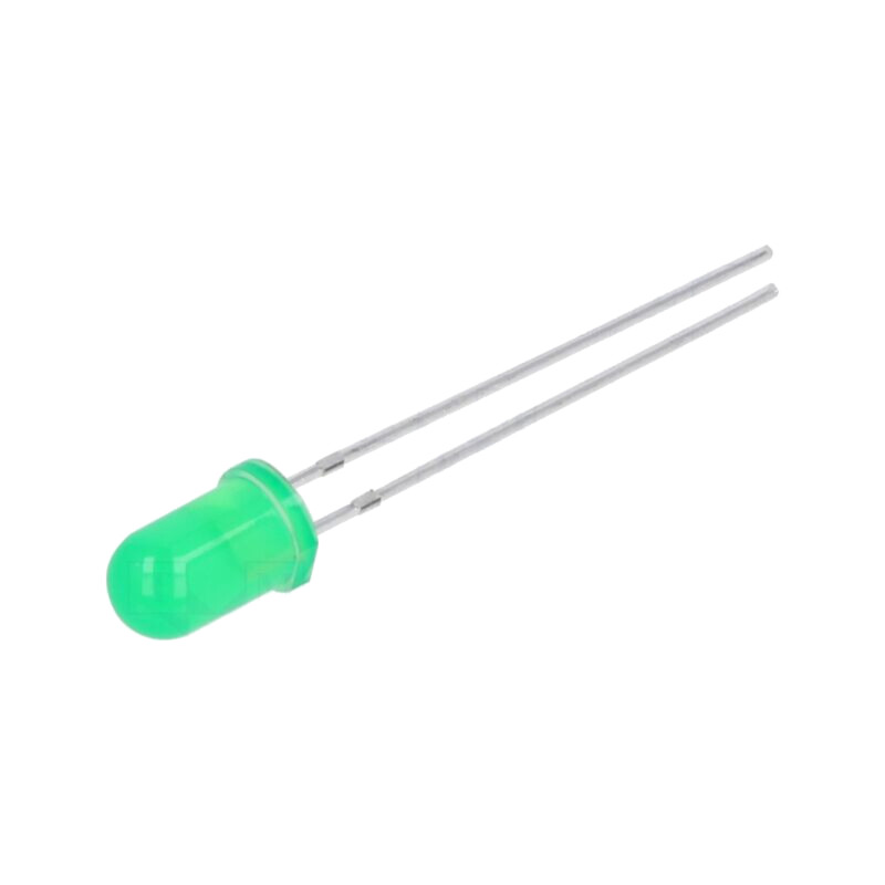 LED; verde; 5mm; 150÷350mcd; 45°; 1,9÷2,4VDC; Nr.term: 2; -40÷85°C LED; verde; 5mm; 150÷350mcd; 45°; 1,9÷2,4VDC; Nr.term: 2; -40÷85°C