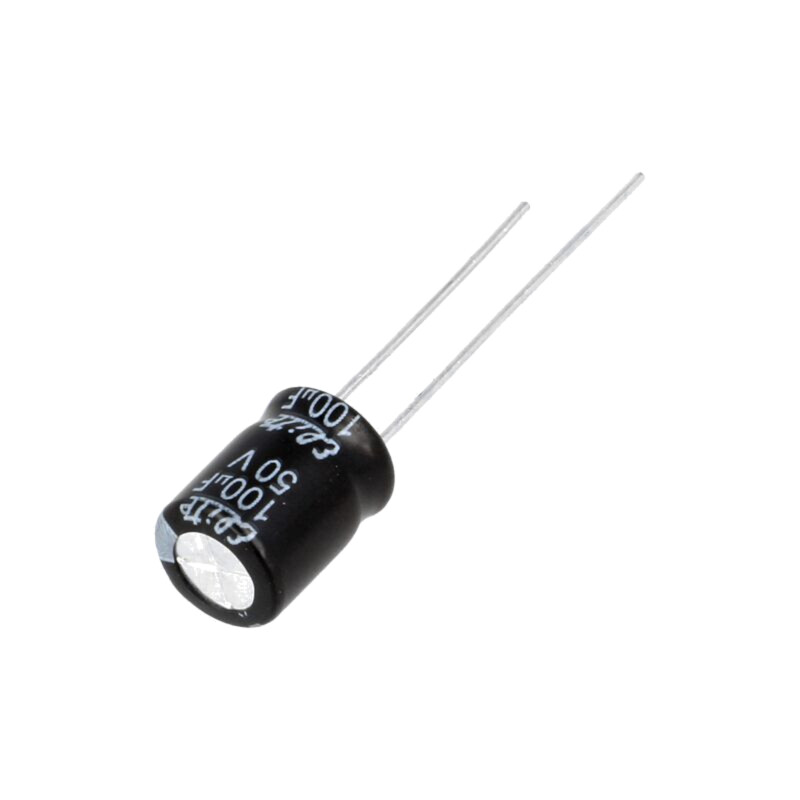 Condensator: electrolitic; THT; 100uF; 50VDC; Ø8x11,5mm; ±20%; PF Condensator: electrolitic; THT; 100uF; 50VDC; Ø8x11,5mm; ±20%; PF