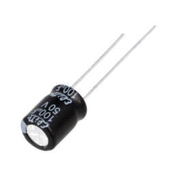 Condensator: electrolitic; THT; 100uF; 50VDC; Ø8x11,5mm; ±20%; PF