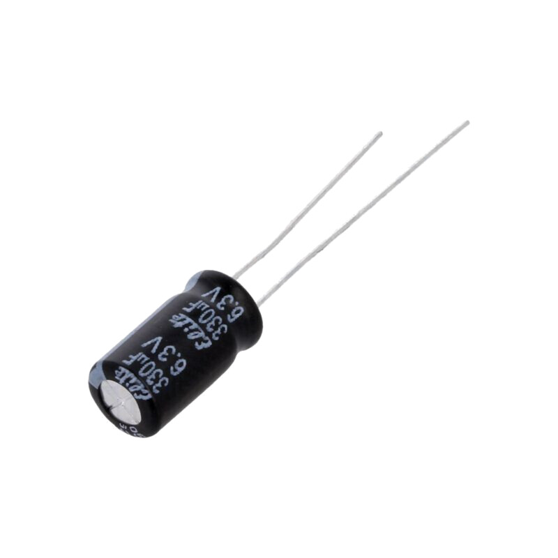 Condensator: electrolitic; THT; 330uF; 6,3VDC; Ø6,3x11mm; ±20% Condensator: electrolitic; THT; 330uF; 6,3VDC; Ø6,3x11mm; ±20%
