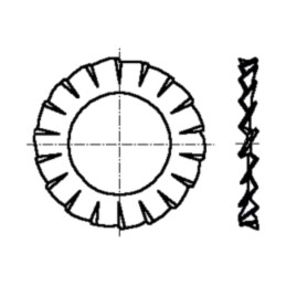 Şaibă; dinţată în exterior; M8; D15mm; h0,8mm; oţel elastic
