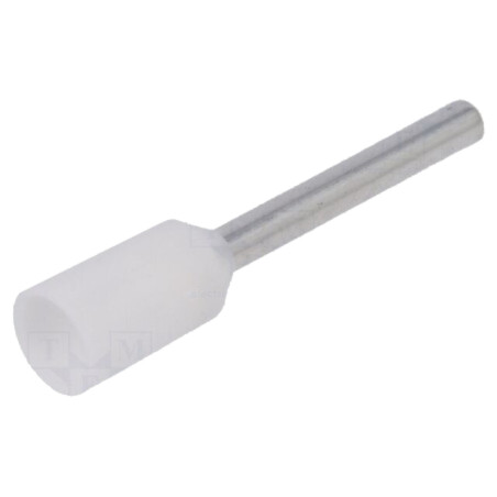 Vârf: tub de capăt; izolată; cupru; 0,5mm2; 10mm; cositorit; albă