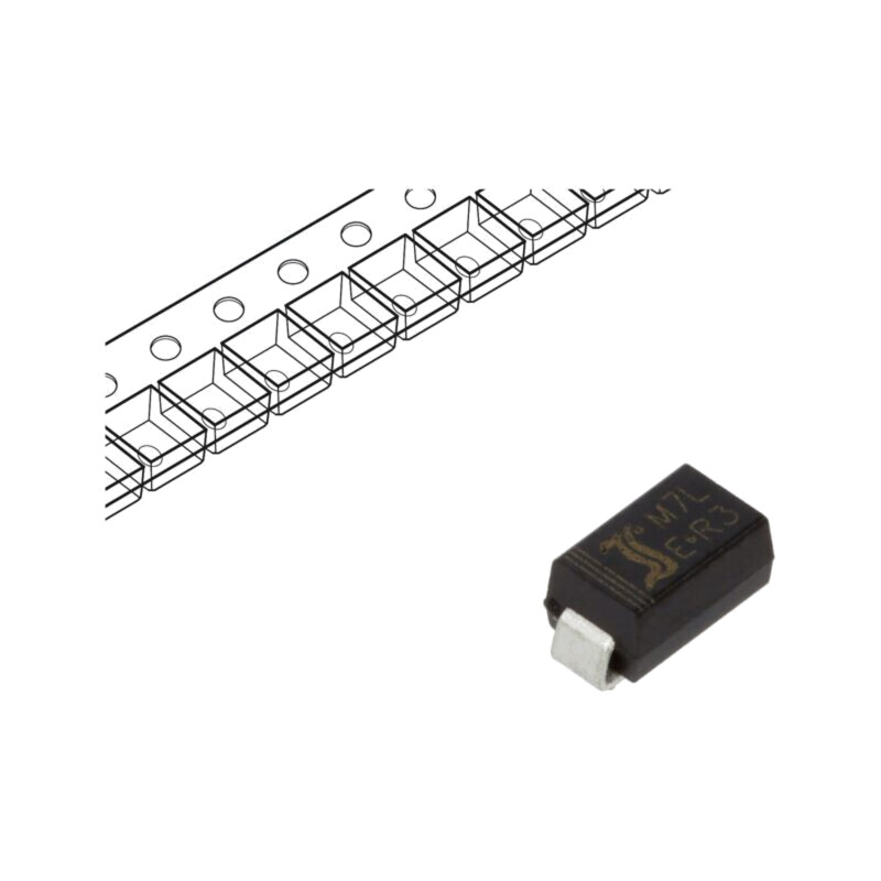Diodă: redresoare; SMD; 1kV; 1A; 1,5us; SMA; Ufmax: 1,1V; Ifsm: 22A Diodă: redresoare; SMD; 1kV; 1A; 1,5us; SMA; Ufmax: 1,1V; Ifsm: 22A