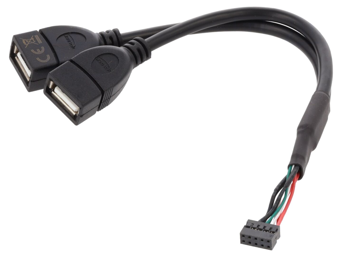 84933 | Cablu; USB 2.0; USB A soclu x2,conector 10pin; aurit; 0,15m