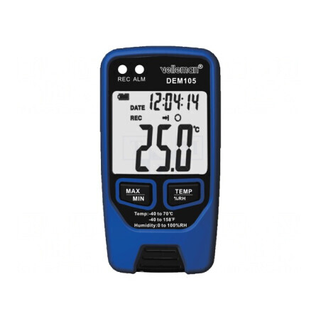 Termohigrometru LCD -40÷70°C 0÷100%RH Acurat: ±1°C 0,1°C: cod: VEL-DEM105,  | Electronic-mag.ro | Componente Electronice