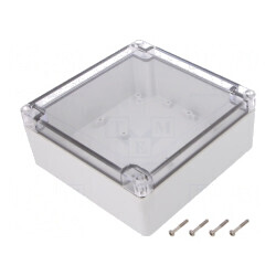 Carcasă universală 150x150x60mm cu bucșă din alamă ABS-PC | Electronic-mag.ro | Componente Electronice