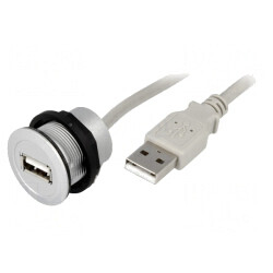 Soclu USB Har-Port Ø22mm Argintiu IP20 | Electronic-mag.ro | Componente Electronice