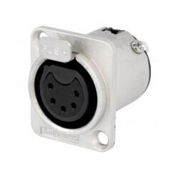 Soclu XLR Mamă 5 Pin Drept cu Buton de Lipire | Electronic-mag.ro | Componente Electronice
