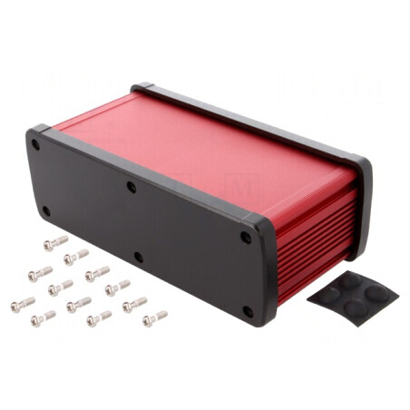 Carcasă Universală Aluminiu Roșu 177.6mm x 89mm x 61.1mm | Electronic-mag.ro | Componente Electronice