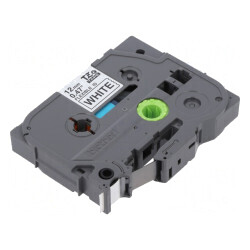 Bandă adezivă 12mm x 8m albă text negru TZE-FX231 | Electronic-mag.ro | Componente Electronice