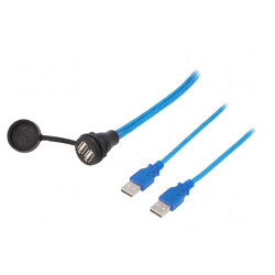 Cablu-adaptor USB A x2 Soclu și x2 Mufă USB 2.0 IP67 | Electronic-mag.ro | Componente Electronice