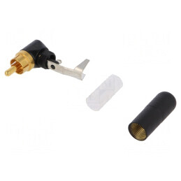 Mufă RCA 90° Lipire Aurit Negru | Electronic-mag.ro | Componente Electronice
