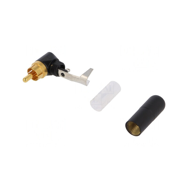 Mufă RCA 90° Lipire Aurit Negru | Electronic-mag.ro | Componente Electronice