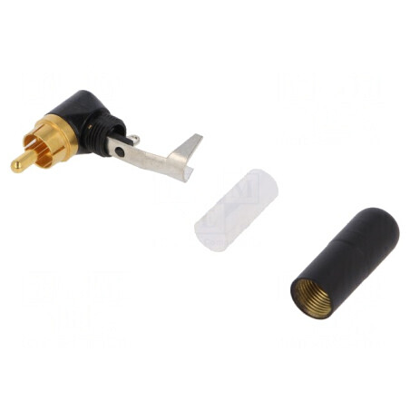 Mufă RCA 90° Lipire Aurit Negru | Electronic-mag.ro | Componente Electronice